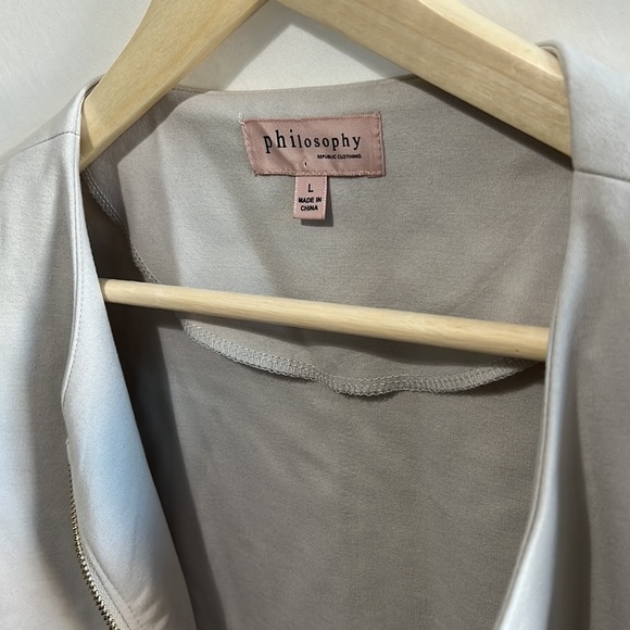 Anthropologie Philosophy Zip Up Jacket Size Large Gray Shoulder Pads - Picture 8 of 8